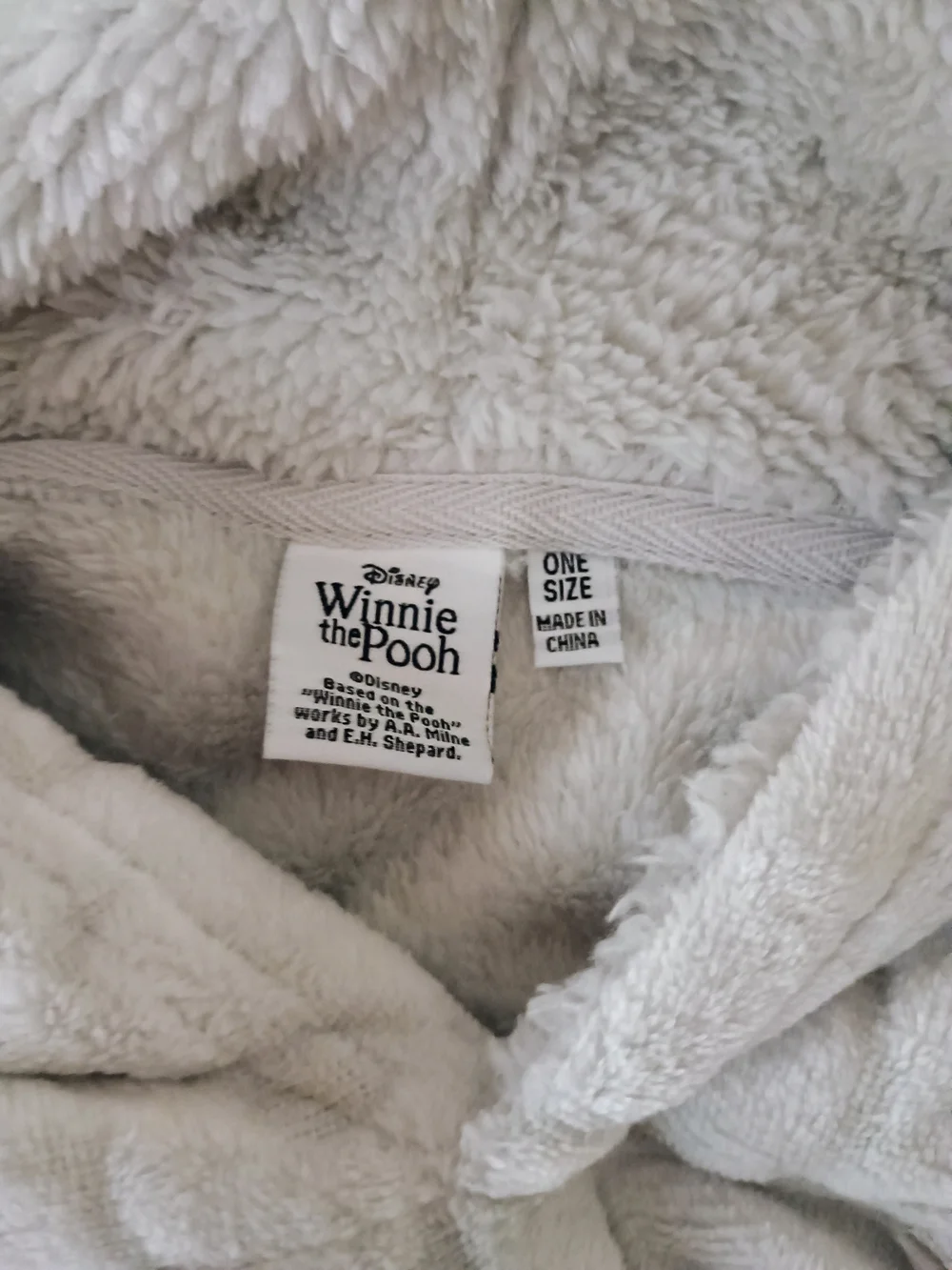 Disney Light Gray Winnie the Pooh Plush Hooded Pajama Top - Picture 3 of 4